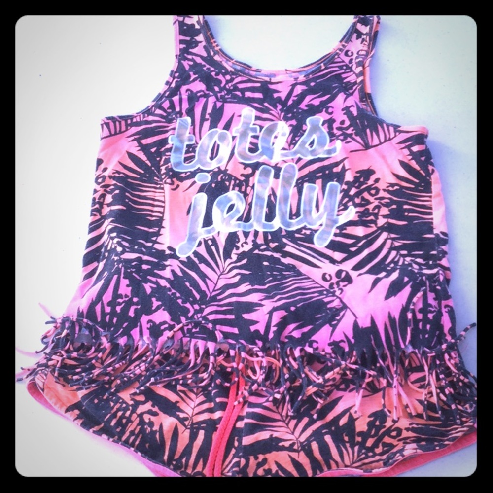 Palm Tree “totes jelly” top with palm tree shorts
